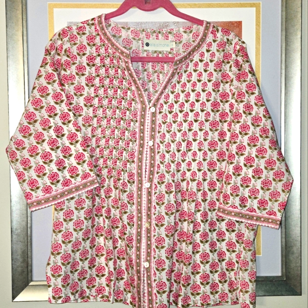 Moroccan Rose Design Cotton Pajama Set By Ella Simone